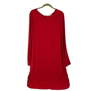 WAYF Red Long Sleeve Shift Shirt Dress Medium Lightweight Back Zipper Holiday a - Picture 1 of 11