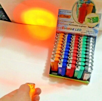  80-82LED Lighter Lightning Type 50 Pcs Child Resistant With Counter Display Box - Image 1 of 4