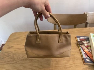 Nine West Tan Faux Leather Mini Satchel Purse Top Handle Y2K Preppy Style Bag - Picture 1 of 5