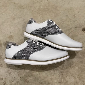 FootJoy Golfschuh Damen Größe 8,5 M weiß kariert Leder weicher Spike 97904 - Bild 1 von 11