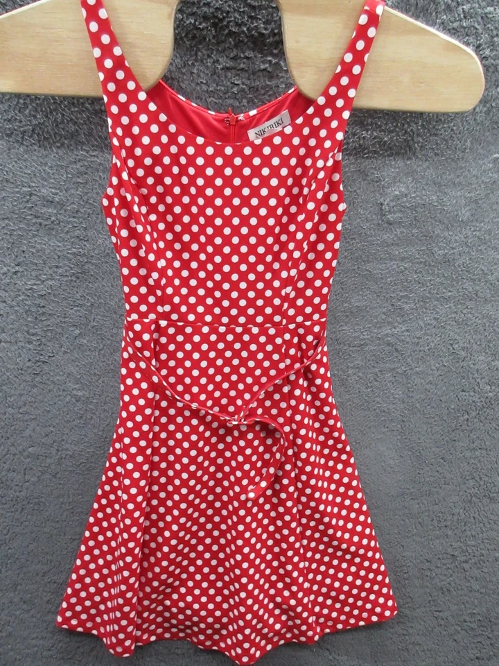 Vestido NIKIBIKI Rojo Blanco Lunares con Cinturón Para Mujer Pequeño Pinup Rockabilly Columpio Foto 1 de 4