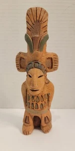 Statua statuina terracotta arte popolare Aztec Myan Messico guerriero pre colombiano 7,5" - Foto 1 di 6