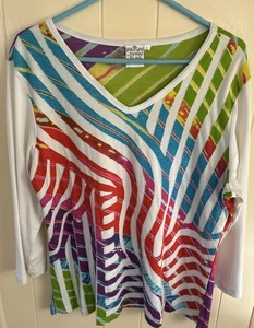 Petersilie & Salbei Multicolor Abstrakt Print V-Ausschnitt Tunika 3/4 Arm Künstlerisch Gr. L - Bild 1 von 4