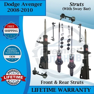 Puntales delanteros y traseros KYB OEM con barra estabilizadora para Dodge Avenger 2008-2010 Lifetime War Foto 1 de 4