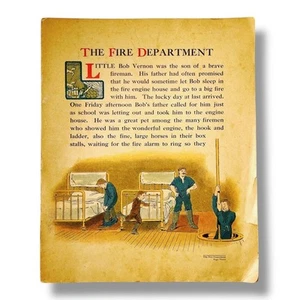 Fire Department 1917 Children's Picture Book Color Illustrations No Cover - Imagen 1 de 6