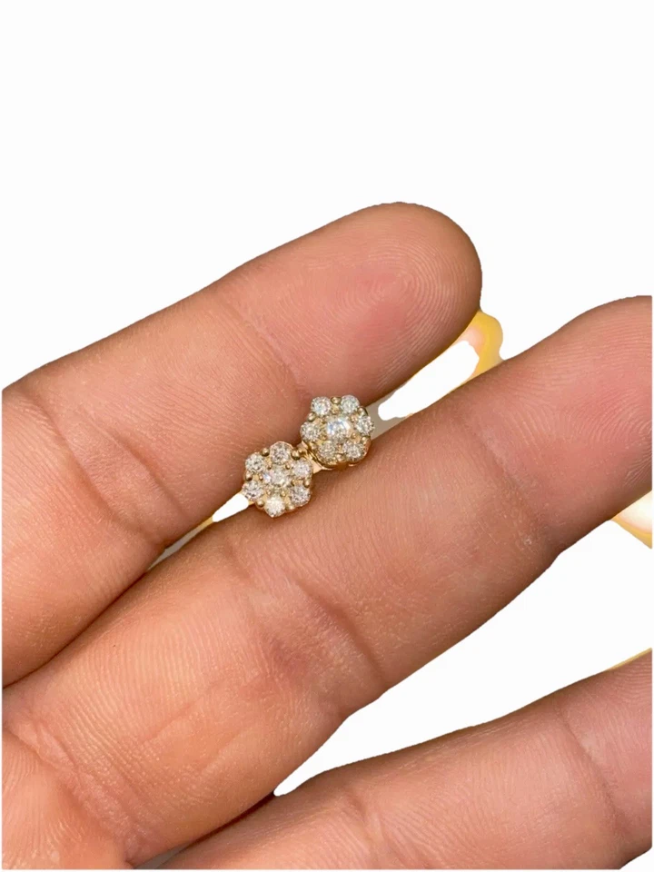 Pendientes con racimo de diamantes amarillo 14k Vs2 Foto 1 de 4