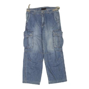 Pantalones de mezclilla cargo regulares azules para niños mezcla de algodón W30 L25 bolsillos con cremallera - Imagen 1 de 6