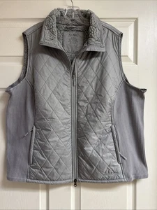 LL Bean Vest Women’s 3X RegGray Quilted Fleece Lined Full Zip Insulated Full Zip - Picture 1 of 9