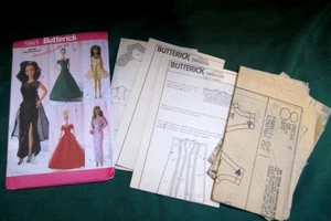 Vintage Butterick 5865 Barbie bambola 11,5" modello vestiti abiti da sera taglio parziale 1998 - Foto 1 di 8