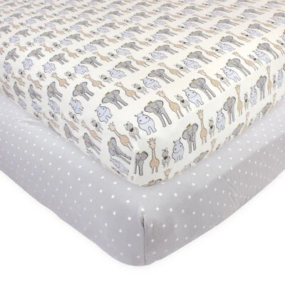 Hudson Baby Infant Boy Cotton Fitted Crib Sheet, Royal Safari, One Size - Image 1 of 3