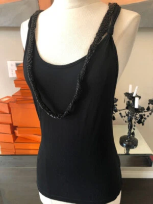 Camiseta sin mangas Religion talla M negra tejida rayón con cuentas 2400-867-52921 Foto 1 de 4