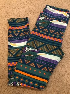 LuLaRoe OS Leggings Halloween Aztec Striped Witch Peeking Unicorn New Green - Picture 1 of 2