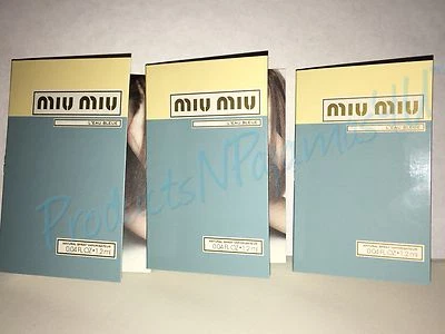 LOTE de 3~ 2017 MIU MIU L'EAU BLUE Eau de Parfum 0,04 fl. oz/1,2 ml MUESTRAS EN TARJETA Foto 1 de 2