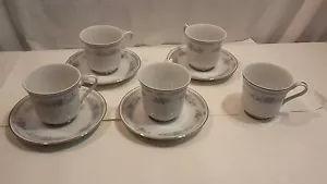 Platillo taza china de porcelana fina Christine 4 juegos 9 piezas flor azul platino Japón - Imagen 1 de 8