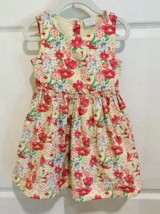 F & F Kids Girl’s NWOT Sleeveless Floral Dress Size 4T Lined Pink Yellow Green - Picture 1 of 8