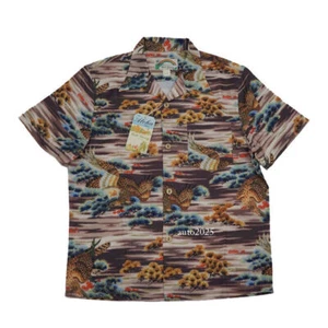 BOB DONG Eagle Pine Tree Print Aloha Hawaiian Shirts Summer Vintage Tee Fro Men - Picture 1 of 23