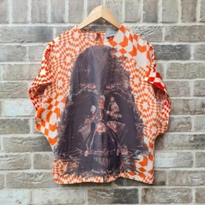 Preen Orange Silk Top with Darth Vader Print | Sleeveless Star Wars T-Shirt - Picture 1 of 4