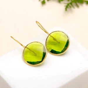 Peridot Hydro Gemstone Earring 925 Sterling Silver Jewelry Handmade Earring - Picture 1 of 6