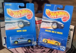 👓Hot Wheels 1993🔥Mazda MX-5 MIATA #172⚡BMW 850i #149⭐ONLY ONES with LIME WHEEL - Picture 1 of 8