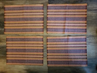 Fiesta Set (4) Placemats Orange Striped - Image 1 of 4