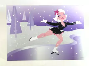 Eisläufer Sparkling Holiday Season Weihnachten FLUFF Grußkarte - Bild 1 von 3