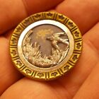Awesome Large Antique Metal Picture Button W/ Pewter Scene And Twinkle Ring
