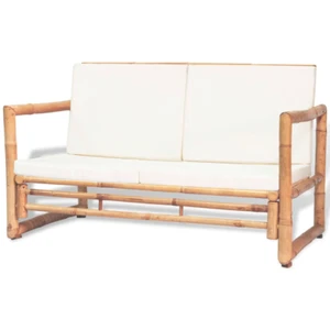 NNEVL 2 Seater Garden Sofa with Cushions Bamboo - Picture 1 of 7