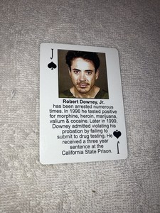 2003 Starz Behind Barz Robert Downey Jr Mug Shot Poker Playing Card Rare OOP HTF
