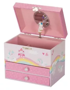 Caja musical de joyas giratorias de unicornio con 2 cajones - baratija regalo para niñas - Imagen 1 de 2