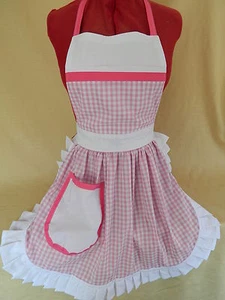 BRAND NEW VINTAGE 50's STYLE FULL APRON / PINNY - PINK & WHITE - Picture 1 of 4