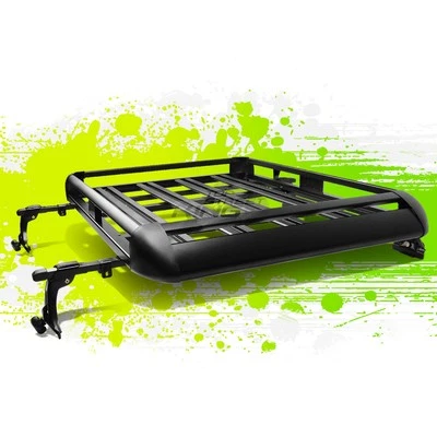 Bagageiro de teto de alumínio cesta transportadora 50" x 38" caixa de carga + barra transversal preta - Imagem 1 de 4