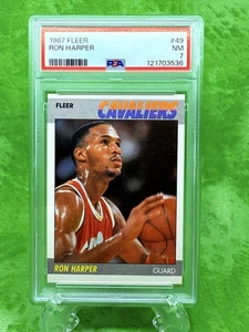 Ron Harper ROOKIE RC - 1987-88 Fleer #49 Cleveland Cavs PSA 7 NM - Picture 1 of 5