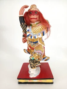 Chinese King Sun Wukong Resin & Wood Gild Monkey Buddha Statue 12.5" Tall - Picture 1 of 7
