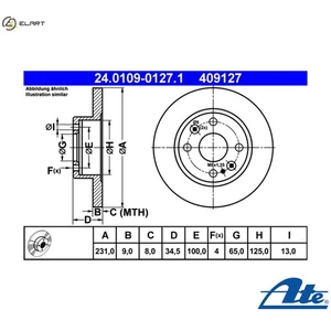 2x BRAKE DISC 24.0109-0127.1 FOR MAZDA FAMILIA/IV/ASTINA ETUDE 323/Mk MX-5/� - Picture 1 of 10