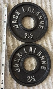 PLACAS DE PESO BARRA JACK LALANNE VINTAGE 2,5 tamaño olímpico 2” 2 1/2 X2 = 5 libras - Imagen 1 de 19
