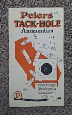 Folleto de cartucho Peters TACK HOLE 22 años 20 caja carcasa munición Winchester Foto 1 de 3