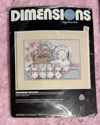 Kit de punta de aguja Dimensions—Patchwork Welcome #2346 vintage 1988 Country Foto 1 de 3