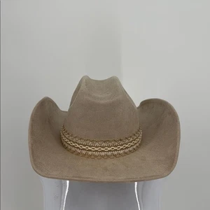 Taupe Cowboy Hat – Western Rodeo Style, Suede Look, Braided Band NWT - Picture 1 of 6
