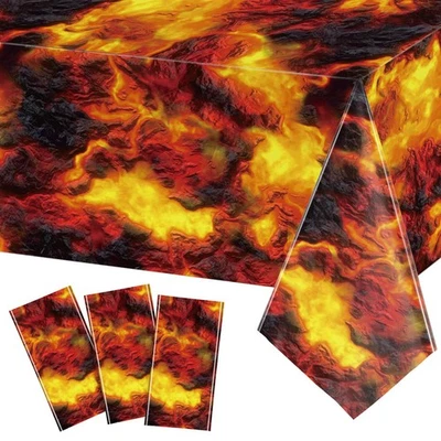 Lava Tablecloth Set for Volcano Dinosaur Theme Birthday Party, 54 x 108 - Image 1 of 4