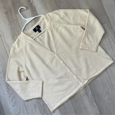 Lands' End Cardigan cashmere knit womens Cream (xlarge) classic minimalist warm - Image 1 of 4