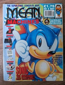 Mean Machines #8 Magazine - Sega UK - 1 of the 1st Sonic the Hedgehog Previews!