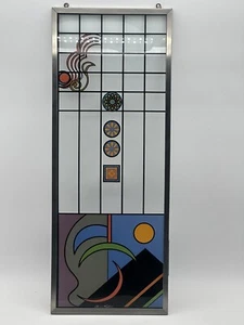 Suncatcher Glass Panel Abstract FLW Inspired Reverse Flush Applied Design Signed - Picture 1 of 10