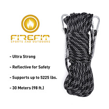 Static Reflective Outdoor Rock Climbing Rope with Carabiner(s)