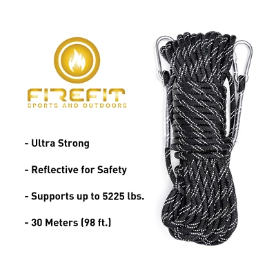 Static Reflective Outdoor Rock Climbing Rope with Carabiner(s) - Image 1 of 4