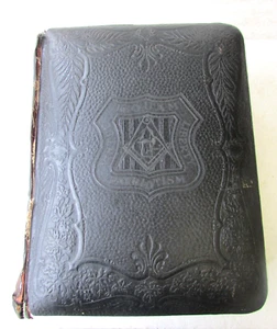 c1891 Large AJ Holman Leather Masonic Freemason JR OUAM Holy Bible - READ- - Picture 1 of 11