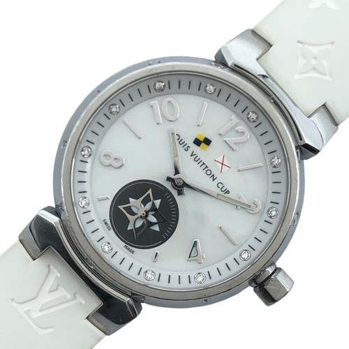 LOUIS VUITTON（LV） OROLOGIO DA POLSO LOUIS VUITTON Q12M0 TAMBOUR BIANCO CONCHIGLIA DONNA QUADRANTE TONDO QUARZO SS