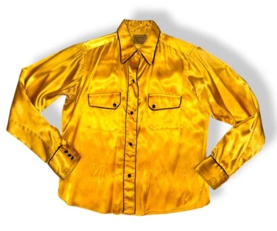 Vtg 40s/50s H Bar C in Calense Lustrocel Rockabilly Western Shirt Gold Wmns Sz S - Image 1 of 4