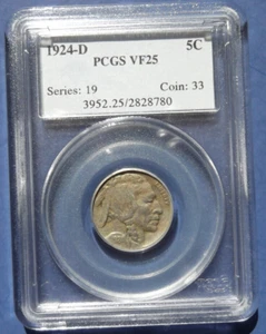 1924-D Buffalo Nickel - PCGS VF25 - Better Date - Picture 1 of 4