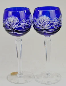 PAAR DUNKELBLAUE ÜBERFANG RÖMER / WEINGLÄSER - HANDARBEIT - Bild 1 von 9