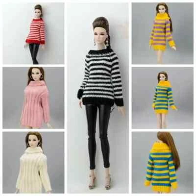 Handgemachte Gestrickte gewebte Oberteile für Barbie Puppen kleidung Pullover